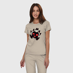 Пижама хлопковая женская Cult of the Lamb - овечка злобно смеётся, цвет: миндальный — фото 2