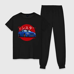 Пижама хлопковая женская Nissan Skyline R34 GT-R, цвет: черный