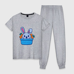 Пижама хлопковая женская Вкусный кролик, цвет: меланж
