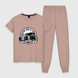 Пижама хлопковая женская Custom rod & Garage - Rock and Race, цвет: пыльно-розовый