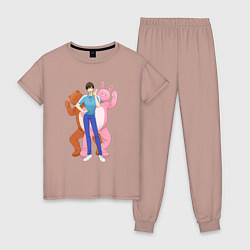 Пижама хлопковая женская Урамити Омота - Двуличный братик, цвет: пыльно-розовый