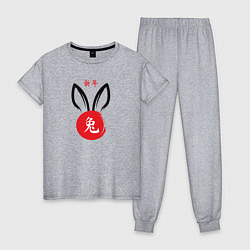 Пижама хлопковая женская The China Rabbit, цвет: меланж
