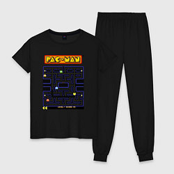 Пижама хлопковая женская Pac-Man на ZX-Spectrum, цвет: черный