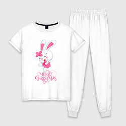 Женская пижама Cute bunny, merry Christmas