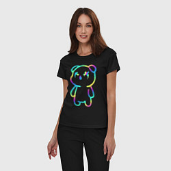 Пижама хлопковая женская Cool neon bear, цвет: черный — фото 2