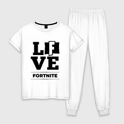 Пижама хлопковая женская Fortnite love classic, цвет: белый