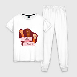 Пижама хлопковая женская Girl - Power, цвет: белый