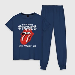 Пижама хлопковая женская The Rolling Stones 78, цвет: тёмно-синий