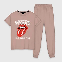 Пижама хлопковая женская The Rolling Stones 78, цвет: пыльно-розовый