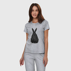 Пижама хлопковая женская Черный водяной кролик - 2023, цвет: меланж — фото 2