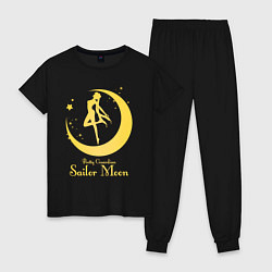 Пижама хлопковая женская Sailor Moon gold, цвет: черный