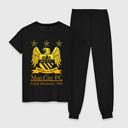 Пижама хлопковая женская Manchester City gold, цвет: черный