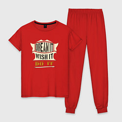Пижама хлопковая женская Dream it, Wish it, Do it, цвет: красный