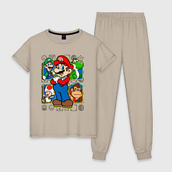 Пижама хлопковая женская Супер Марио, цвет: миндальный