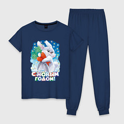 Пижама хлопковая женская С Новым Годом 2023!, цвет: тёмно-синий