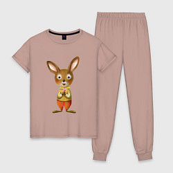 Пижама хлопковая женская Кролик мягкий, цвет: пыльно-розовый