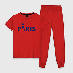 Пижама хлопковая женская PSG Мбаппе, цвет: красный