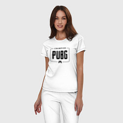 Пижама хлопковая женская PUBG gaming champion: рамка с лого и джойстиком, цвет: белый — фото 2