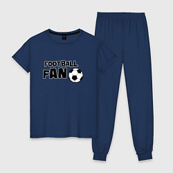 Пижама хлопковая женская Фанат футбола надпись, цвет: тёмно-синий