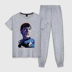 Пижама хлопковая женская Звездный путь - Спок, цвет: меланж