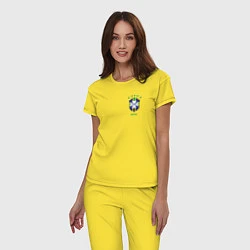 Пижама хлопковая женская Сборная Бразилии, цвет: желтый — фото 2