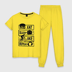 Женская пижама Eat sleep bike repeat art