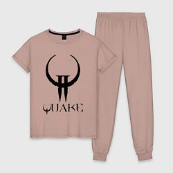 Пижама хлопковая женская Quake II logo, цвет: пыльно-розовый