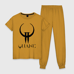 Пижама хлопковая женская Quake II logo, цвет: горчичный