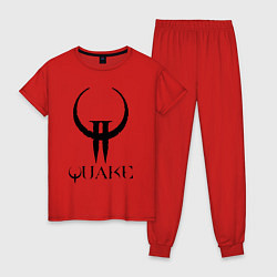 Пижама хлопковая женская Quake II logo, цвет: красный
