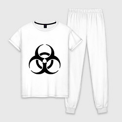 Пижама хлопковая женская Biological hazard, цвет: белый