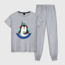 Пижама хлопковая женская Merry christmas penguin, цвет: меланж