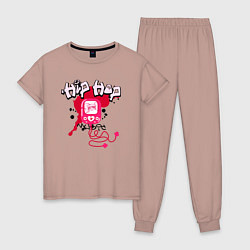 Женская пижама Граффити хип-хоп плеер с наушниками
