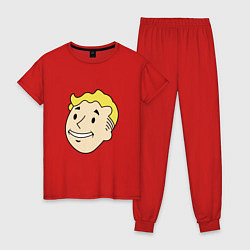 Пижама хлопковая женская Vault boy head, цвет: красный
