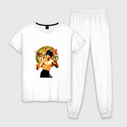 Пижама хлопковая женская Bruce Lee kung fu, цвет: белый