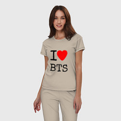 Пижама хлопковая женская I love BTS, цвет: миндальный — фото 2