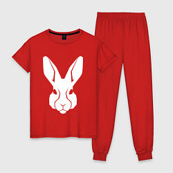 Пижама хлопковая женская White rabbit head, цвет: красный