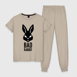 Пижама хлопковая женская Bad rabbit, цвет: миндальный