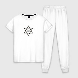 Пижама хлопковая женская Ханука, Звезда Давида, Happy Hanukkah, цвет: белый