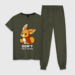 Пижама хлопковая женская Offended fox, цвет: меланж-хаки