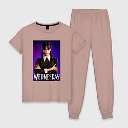 Пижама хлопковая женская Wednesday, цвет: пыльно-розовый