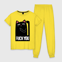 Женская пижама Black cat - fuck you