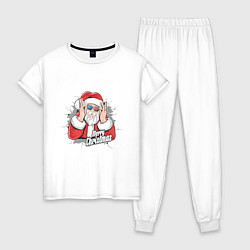 Пижама хлопковая женская Стиль рождества, цвет: белый