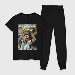 Пижама хлопковая женская Lionel Messi - world champion - Argentina, цвет: черный