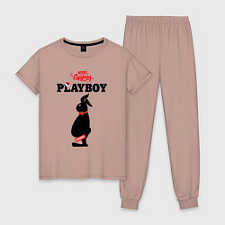 Пижама хлопковая женская Толстяк playboy, цвет: пыльно-розовый
