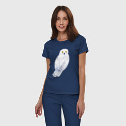 Пижама хлопковая женская Белая полярная сова, цвет: тёмно-синий — фото 2