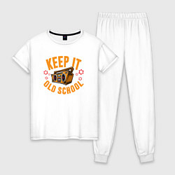 Пижама хлопковая женская Keep it old school, цвет: белый
