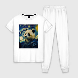 Пижама хлопковая женская Панда Ван Гога, цвет: белый