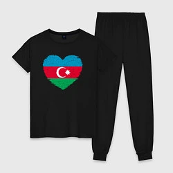 Пижама хлопковая женская Сердце Азербайджана, цвет: черный