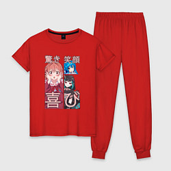 Пижама хлопковая женская Аниме эмоции, цвет: красный