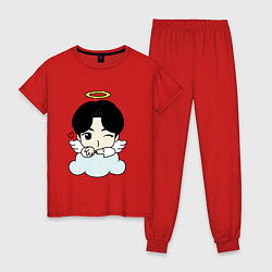 Пижама хлопковая женская Jin - ангелочек из бтс, цвет: красный